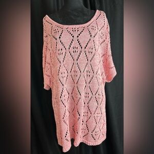 Leo & Nicole Plus Size Pink Knit Sweater XXL o17